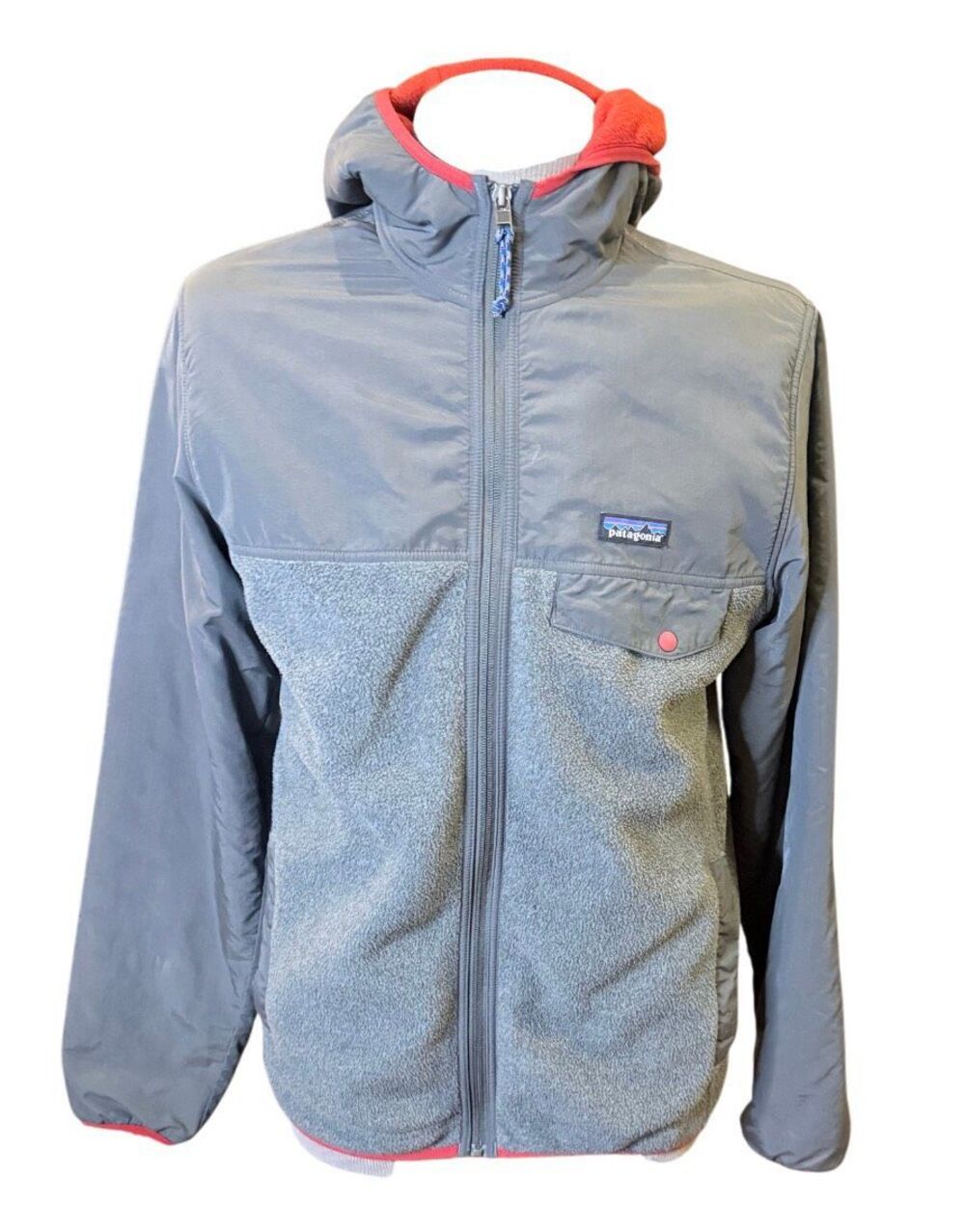 Patagonia Men’s Shelled Synchilla Snap-T Hoody Grey Fleece & Nylon Shell Medium